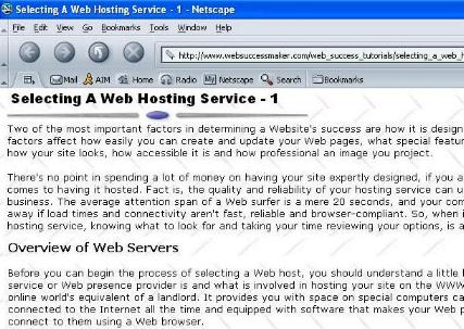 http://www.websuccessmaker.com/web_success_tutorials/selecting_a_web_hosting_service_1.htm