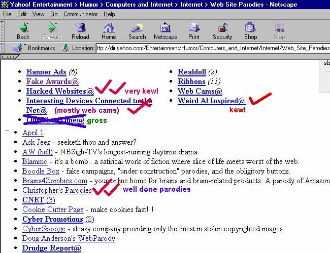 http://dir.yahoo.com/Entertainment/Humor/Computers_and_Internet/Internet/Web_Site_Parodies/