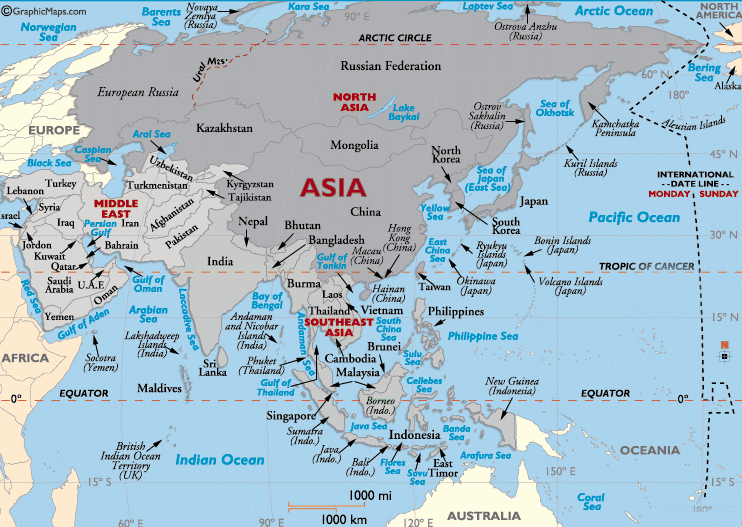 map of asia countries. A simple map of Asia is not